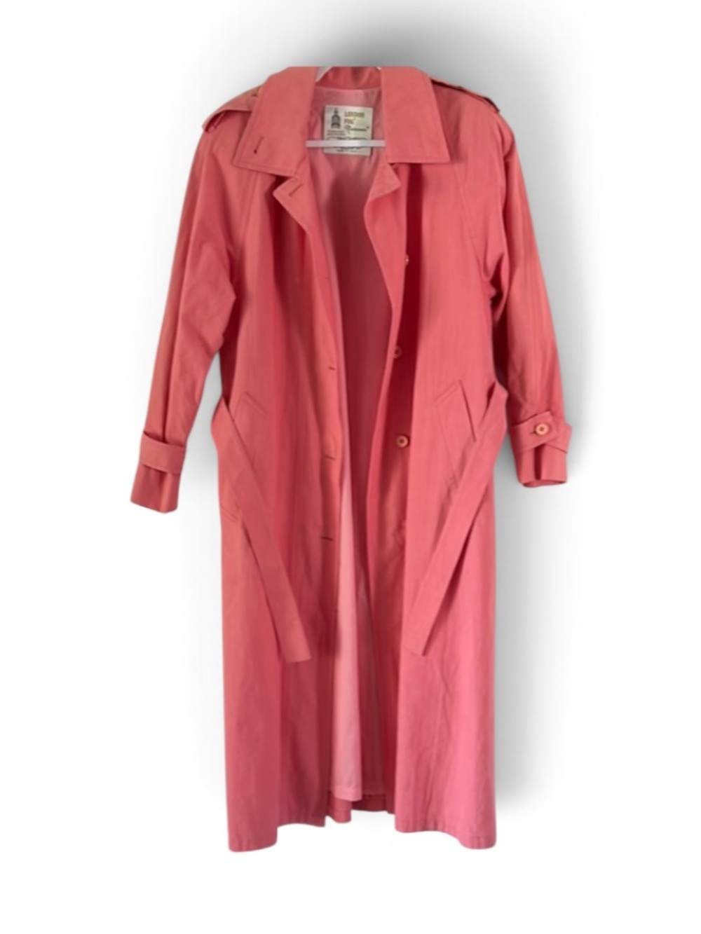 London Fog Peach Pink Coral Trench Coat 10